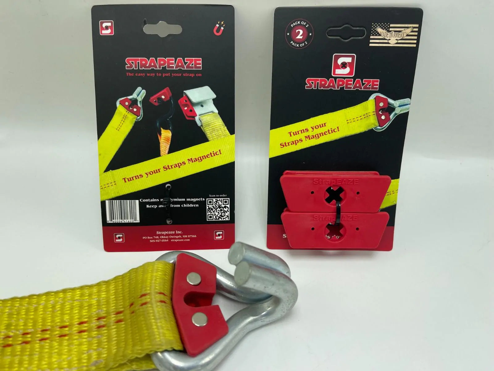 StrapEaze | Magnetic Device for Holding Down The Hook End Of A Double J Hook Tie Down Strap