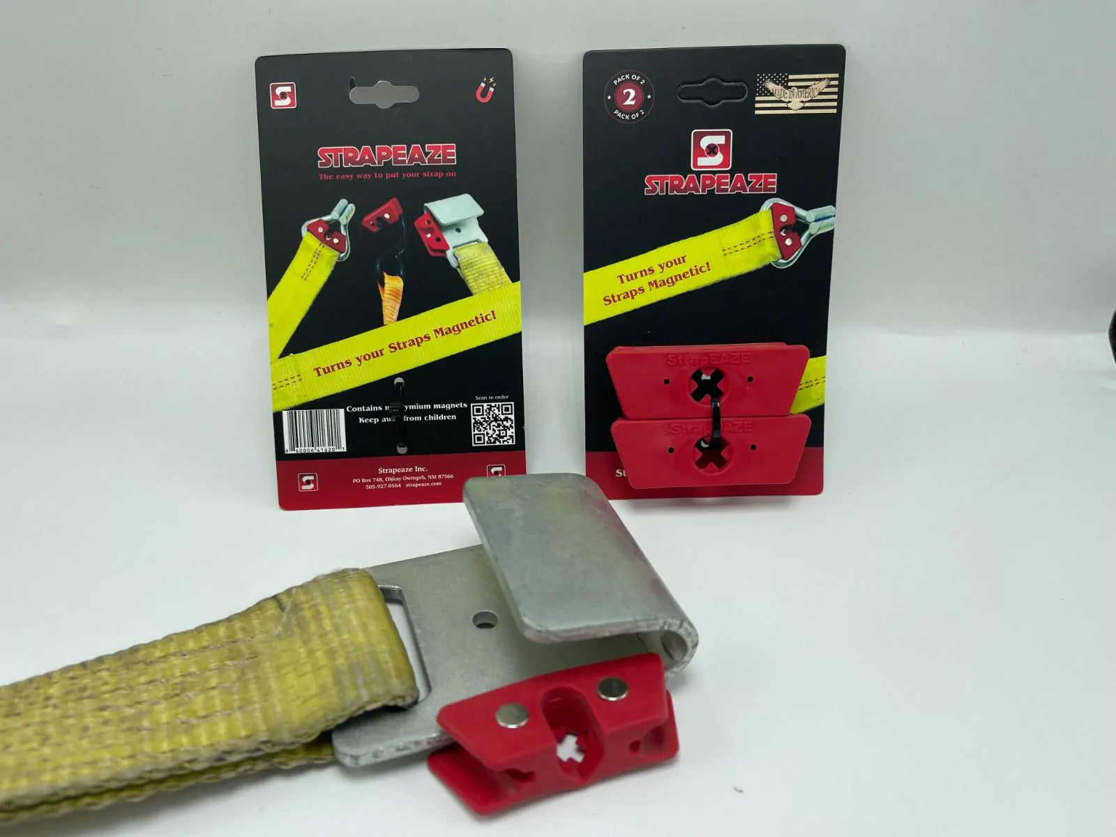 StrapEaze | Magnetic Device for Holding Down The Hook End Of A Flat Hook Tie Down Strap